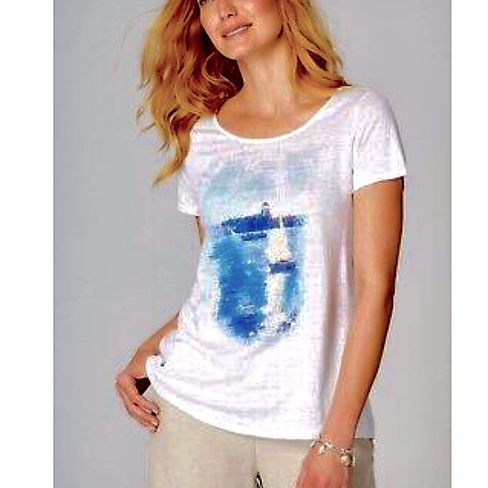 J.JILL Love Linen Gorgeous Linen-Knit Sailboat Tee womens size M